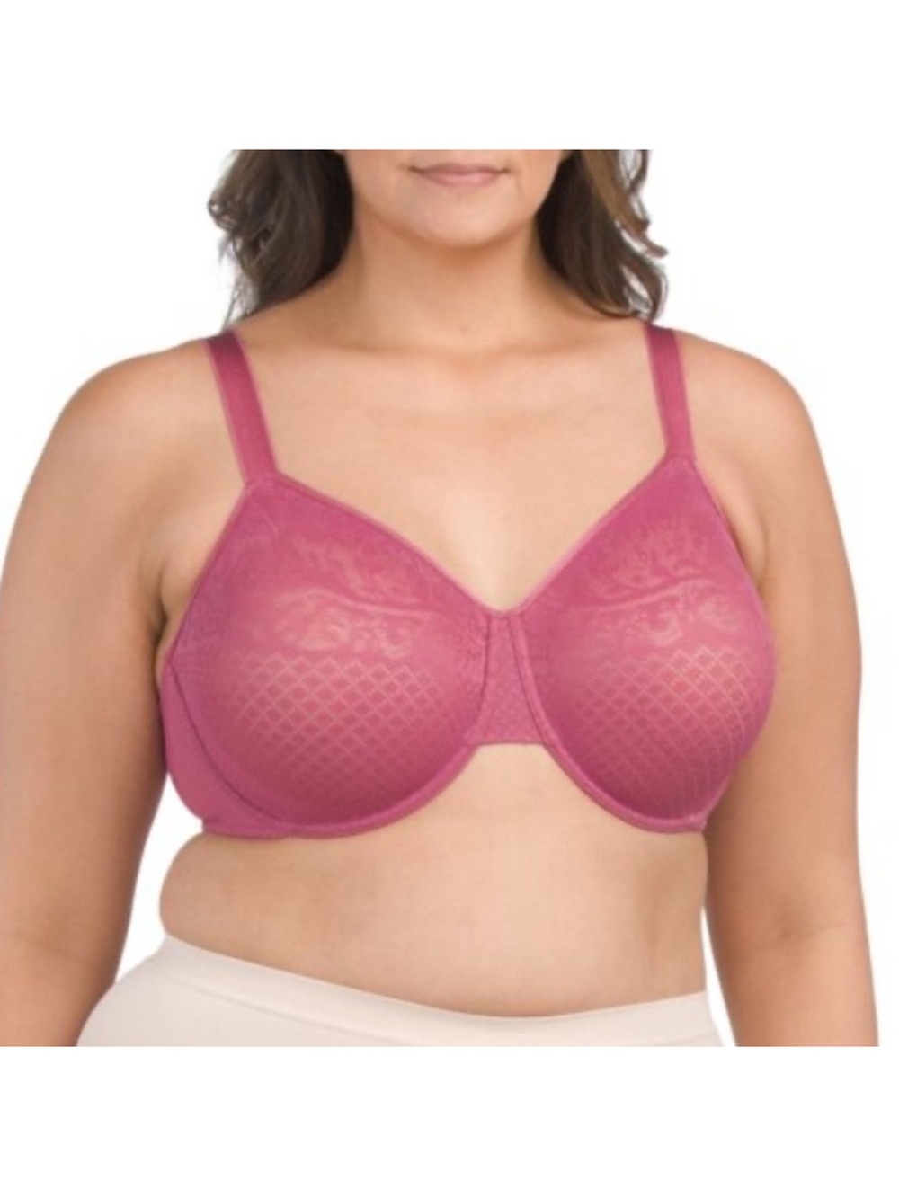 WACOAL New Visual Effects Minimizer Bra Underwire Unpadded Full Malaga Pink 40C